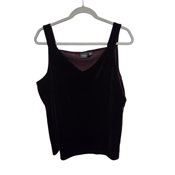 Travelers Collection Tops - Burgundy Travelers Collection Chico's Velvet Tank Top Sleeveless Size 2  XL Plum